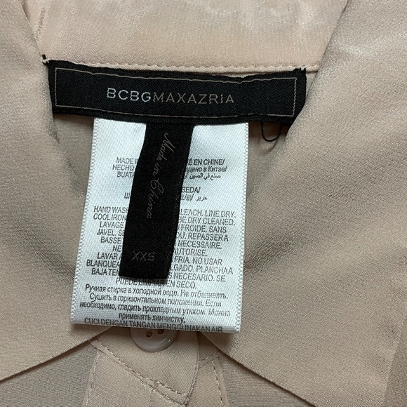 BCBG MAX AZRIA 100% Silk Bare Pink Kaley Sheer Sleeveless High Low Tunic Top XXS - Picture 5 of 11